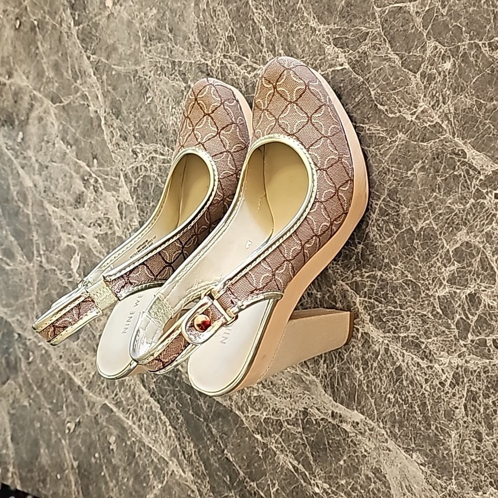 VINTAGE Y2K Nine West Monogram Block Heels – 2000s Office Siren Aesthetic